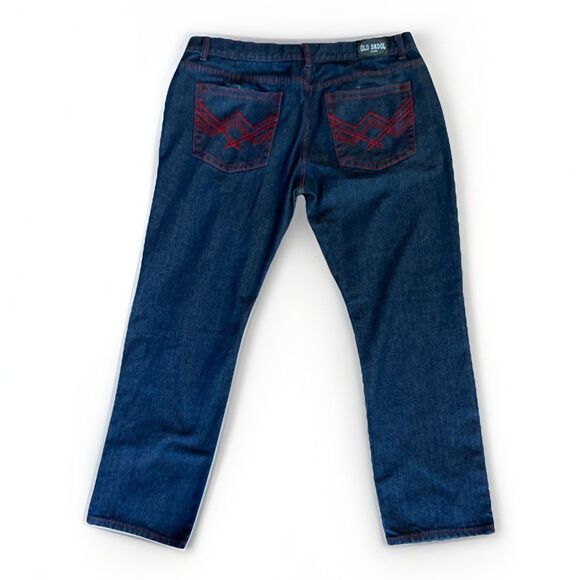 Y2K/2000s OLD SKOOL EMBROIDERED BAGGY DENIM  SKATE JEANS Size 42 - Picture 1 of 6